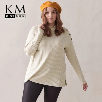 Kissmilk 2020 New Autumn Solid Leisure Vertical Collar Wide Striped Knitted Single Side Button Long Sleeved Large Size Sweater
Kissmilk 2020 New Autumn Solid Leisure Vertical Collar Wide Striped Knitted Single Side Button Long Sleeved Large Size Sweater