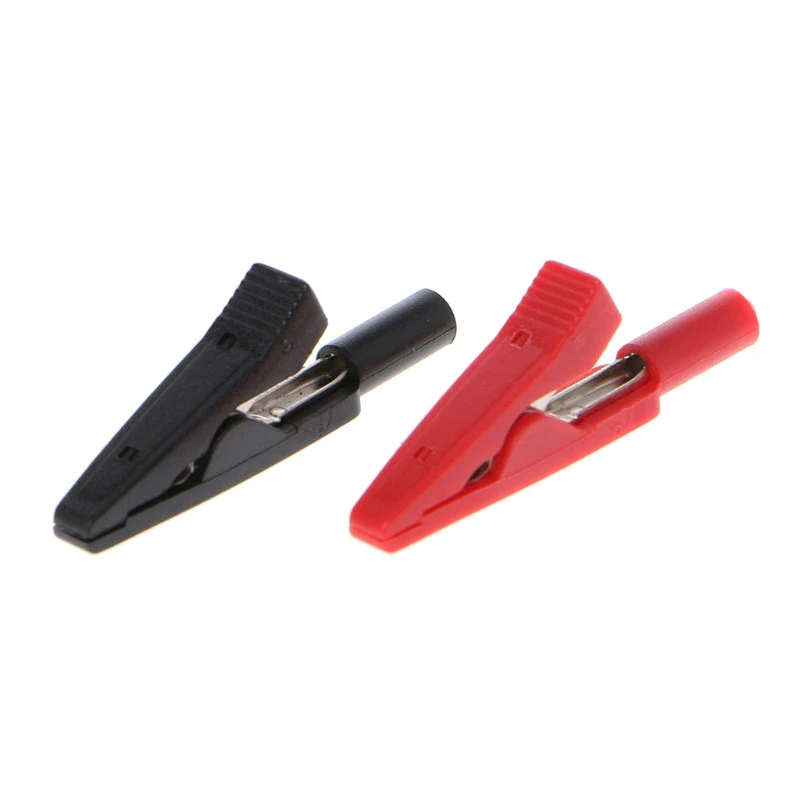 2X Red Black Alligator Clip Clamp to 4mm Banana Female Jack Test Adapter 55mm A 