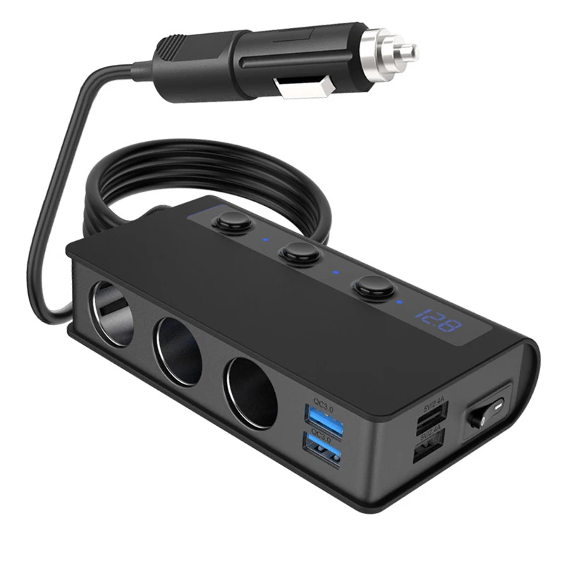Cigarette Lighter Splitter with 4 USB Port Car Charger Quick Charge Voltage Display LED Indicator CDEN
Cigarette Lighter Splitter with 4 USB Port Car Charger Quick Charge Voltage Display LED Indicator CDEN