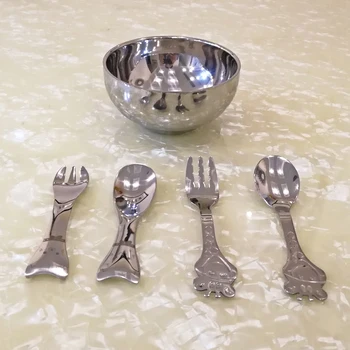 304 Stainless Steel Children's Tableware Bowl Spoon Fork Set Baby Fork Small Spoon Double Layer Heat Insulation Round Bowl
304 Stainless Steel Children's Tableware Bowl Spoon Fork Set Baby Fork Small Spoon Double Layer Heat Insulation Round Bowl