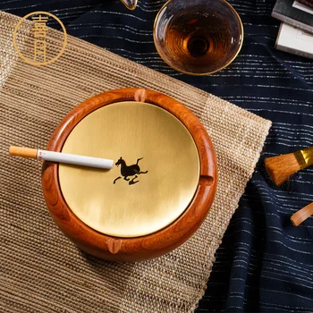 Moon invisible new Chinese style is pure copper brass ash ashtray mahogany wood with cover home sitting room
Moon invisible new Chinese style is pure copper brass ash ashtray mahogany wood with cover home sitting room