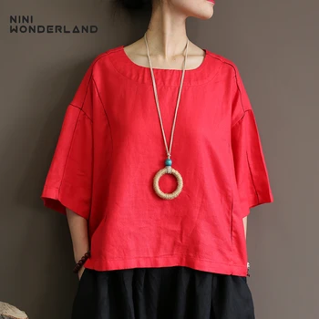 NINI WONDERLAND 2020 Spring Embroidery Ramie T Shirts Women Patchwork Vintage Tshirt Female Batwing Sleeve Big Size Tops Summer
NINI WONDERLAND 2020 Spring Embroidery Ramie T Shirts Women Patchwork Vintage Tshirt Female Batwing Sleeve Big Size Tops Summer