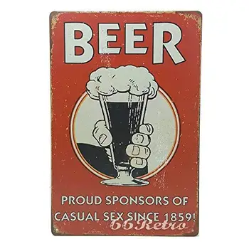 

Beer Proud Sponsors of Casual Sex Since 1859 Vintage Metal Tin Sign Poster Home Plaque Poster Wall Art Pub Bar Decor 12 X 8