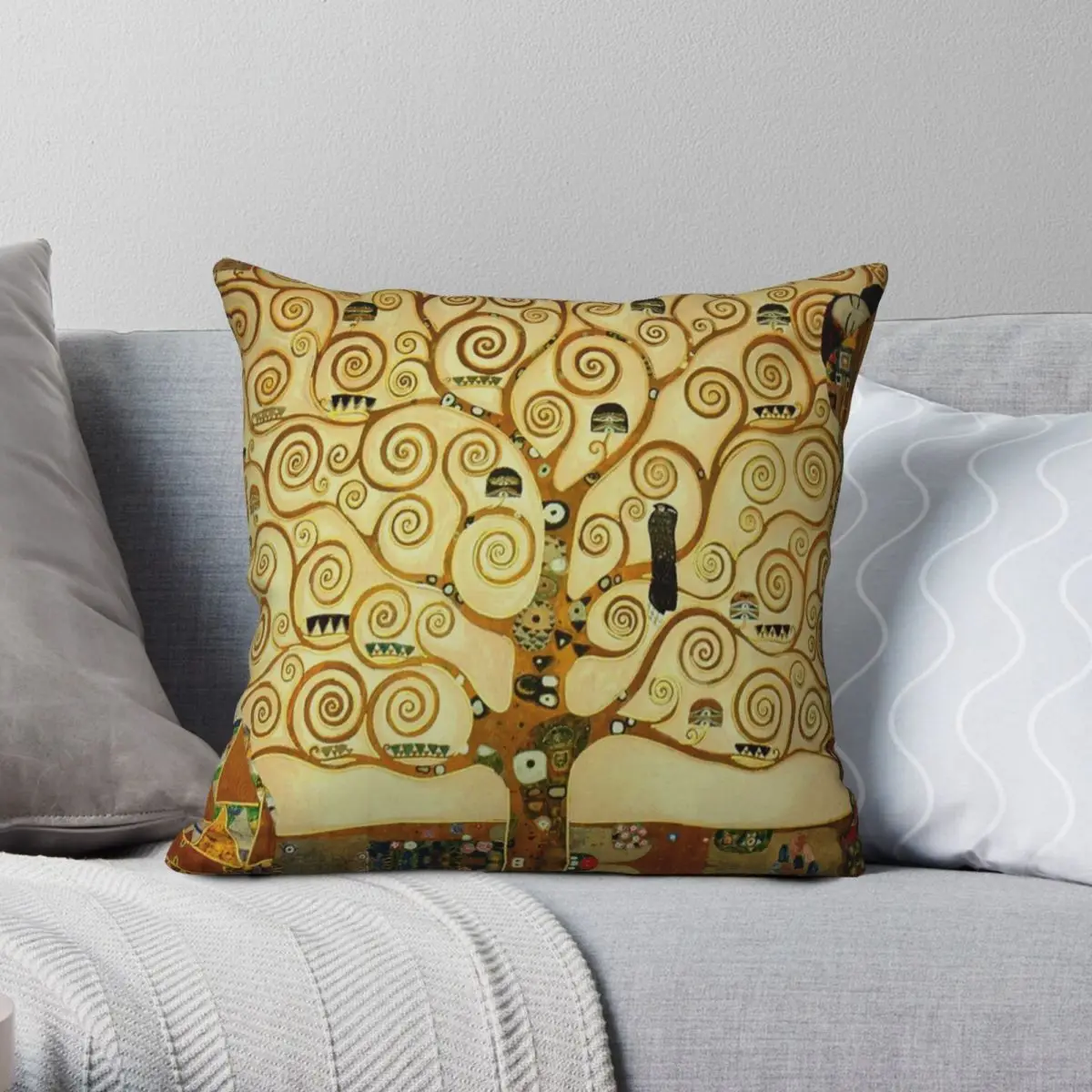 

Gustav Klimt The Tree Of Life Square Pillowcase Polyester Linen Velvet Printed Zip Decor Pillow Case Sofa Seater Cushion Cover