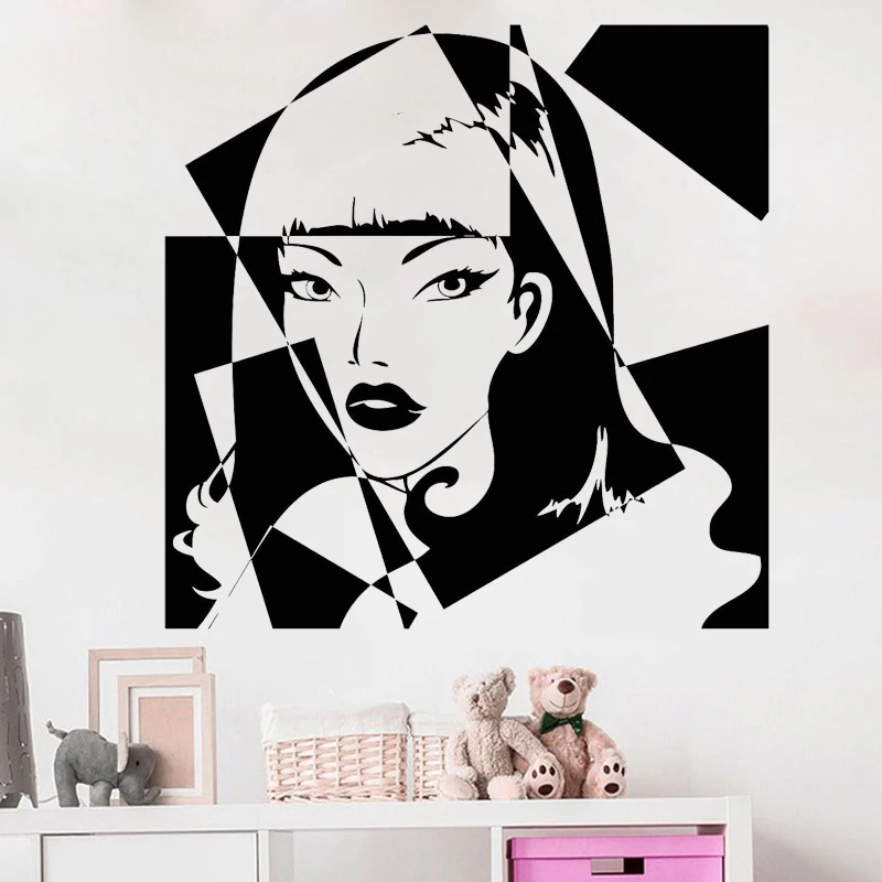 Popular Art Girl Wall Sticker Beauty Salon Woman Decal Girls Bedroom Stickers Abstract Home Decor Decoration | Дом и сад
