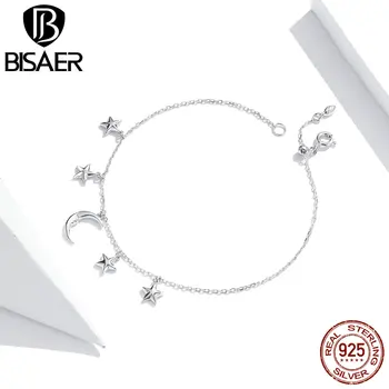 BISAER Bracelets 100% 925 Sterling Silver Classic Snake Chain Moon & Stars Bracelets for Women Fashion Jewelry Gift GXB189
BISAER Bracelets 100% 925 Sterling Silver Classic Snake Chain Moon & Stars Bracelets for Women Fashion Jewelry Gift GXB189