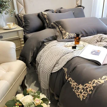 Light Luxury Tencel Four-Piece Simple Embroidered Wide-Brimmed Quilt Cover Silky Bare Sleeping Bedding comforter set
Light Luxury Tencel Four-Piece Simple Embroidered Wide-Brimmed Quilt Cover Silky Bare Sleeping Bedding comforter set