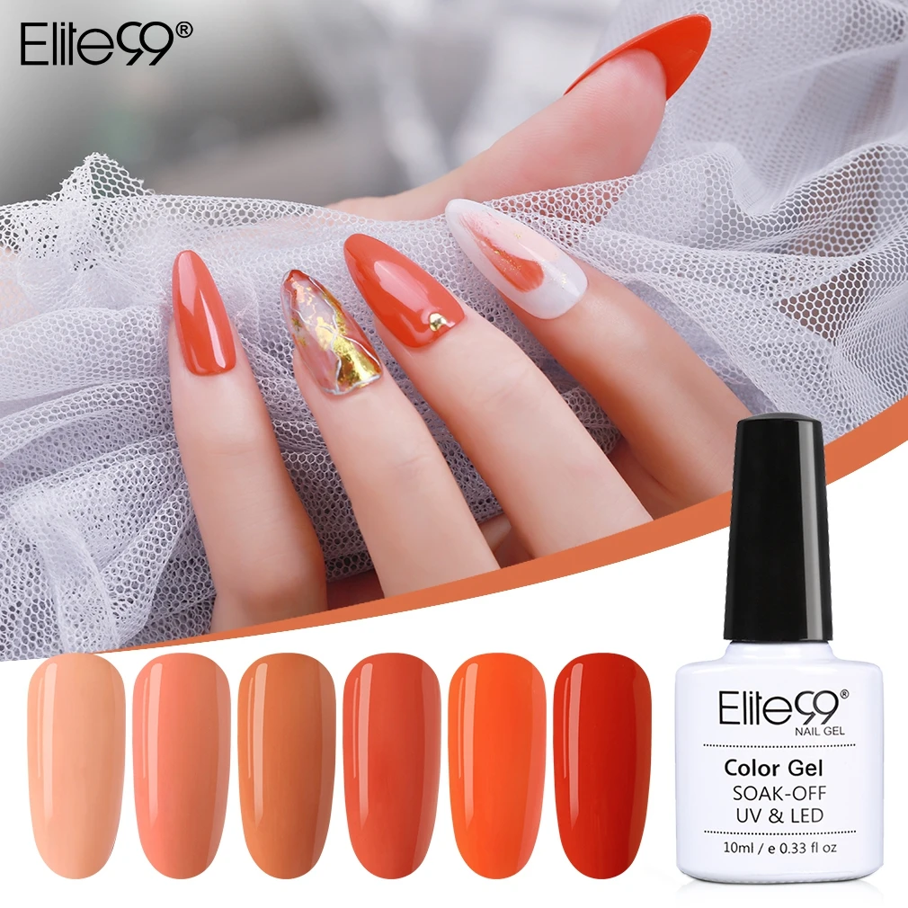 

Elite99 10ml Begonia Gel Nail Polish Soak Off Orange Color Nail Art Lacquer UV Gel For Nails Semi Permanant UV Gel Nail Varnish