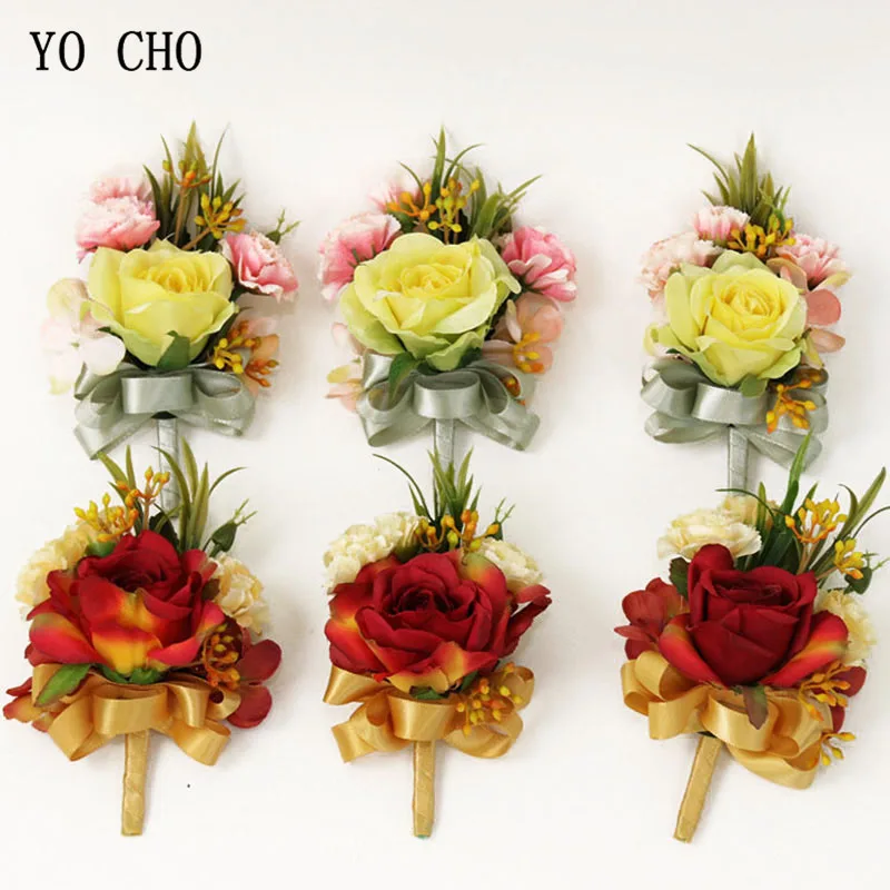 YO CHO Silk Boutonniere Flower Wedding Bridal Wrist Corsages Men Boutonniere Groom Brooch Pins Artificial Rose Flower Corsages
YO CHO Silk Boutonniere Flower Wedding Bridal Wrist Corsages Men Boutonniere Groom Brooch Pins Artificial Rose Flower Corsages