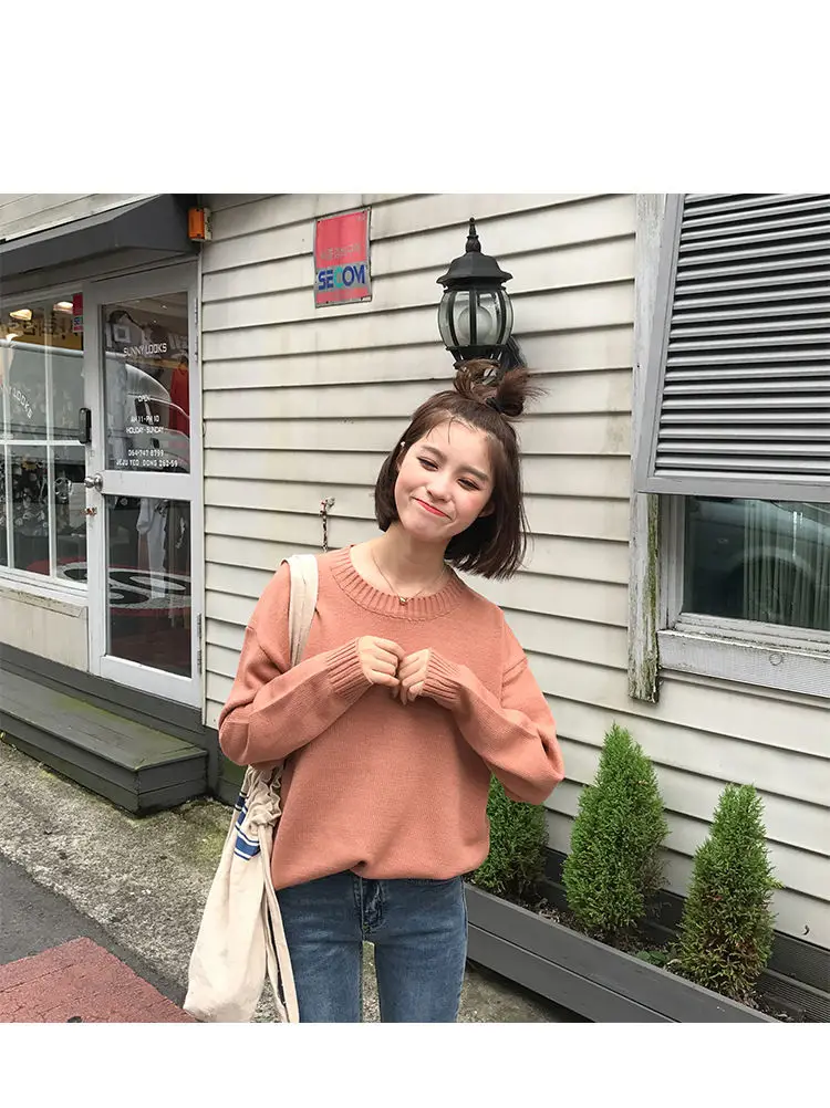 Solid Simple Knitted Sweater