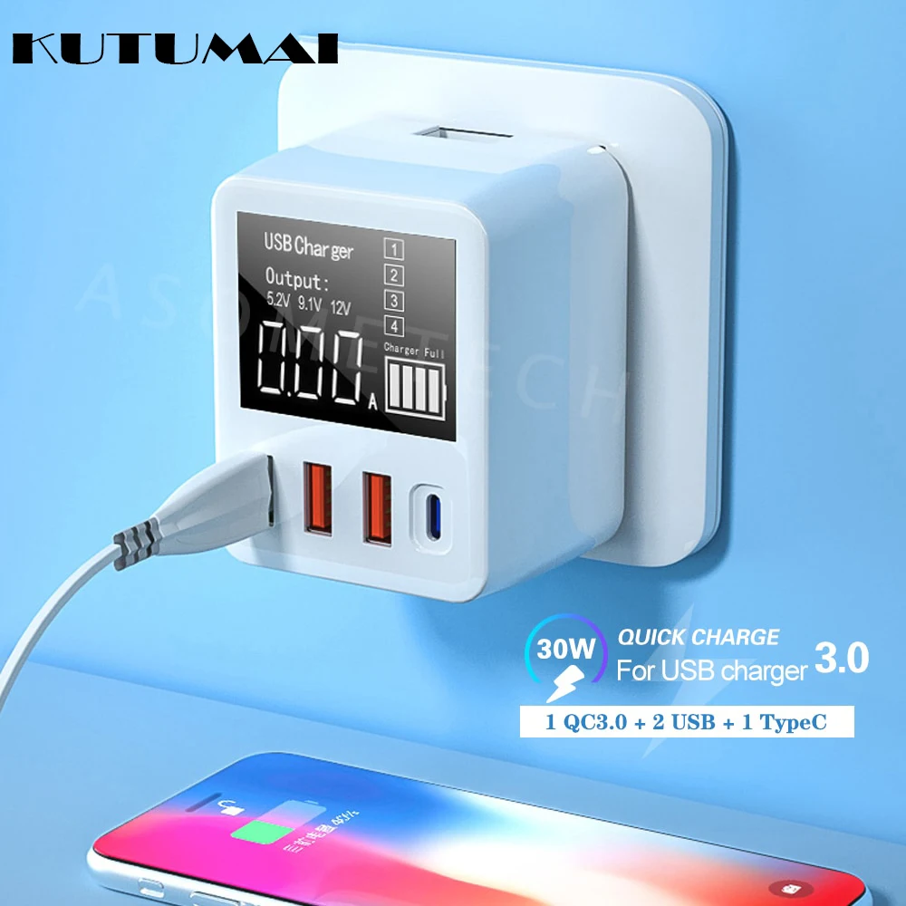 30/40W Quick Charge QC3.0 4-Port USB Charger LED Display Phone Adapter Travel Fast Charger USB Charger For iPhone Xiaomi Huawei
30/40W Quick Charge QC3.0 4-Port USB Charger LED Display Phone Adapter Travel Fast Charger USB Charger For iPhone Xiaomi Huawei