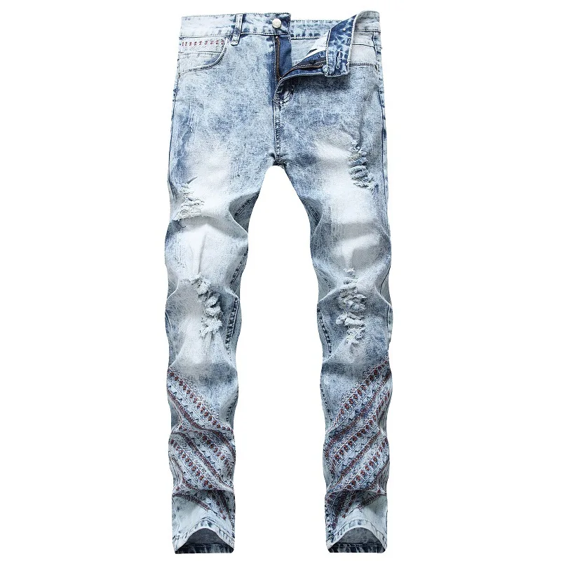 1J light color nostalgic jeans men's fashion European and American embroidery perforated straight elastic jeans wholesale jeans
1J light color nostalgic jeans men's fashion European and American embroidery perforated straight elastic jeans wholesale jeans