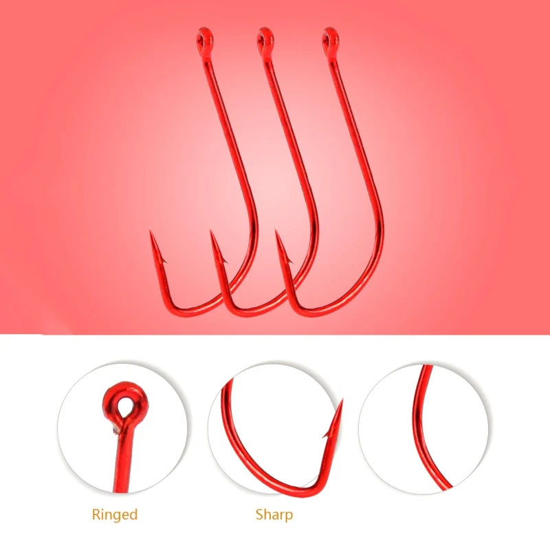 10pcs Fishing Hook Barbed Fishhook Bent High Carbon Steel Red Ringed For Pond Stream River Carp Hook 
10pcs Fishing Hook Barbed Fishhook Bent High Carbon Steel Red Ringed For Pond Stream River Carp Hook