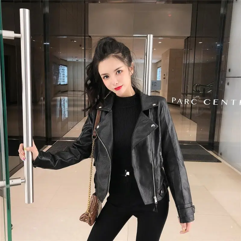 Photo Shoot Black And White with Pattern Motorcycle Jacket Autumn And Winter New Style Korean-style Loose-Fit Versatile Short Le
Photo Shoot Black And White with Pattern Motorcycle Jacket Autumn And Winter New Style Korean-style Loose-Fit Versatile Short Le