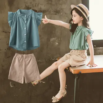 Fashion Baby Kids Girl Outfits Clothes Flying Sleeve Tops + Shorts Two-Pieces Set Solid Color Summer Children's Clothing Set
Fashion Baby Kids Girl Outfits Clothes Flying Sleeve Tops + Shorts Two-Pieces Set Solid Color Summer Children's Clothing Set