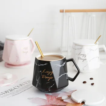 Marbled Ceramic Cup Creative Regular Polygon Coffee Mug with Lid Spoon 420ml Large Capacity Household Office Water Mug for Gifts
Marbled Ceramic Cup Creative Regular Polygon Coffee Mug with Lid Spoon 420ml Large Capacity Household Office Water Mug for Gifts