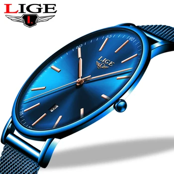 LIGE 여성용 손목시계, 탑 브랜드 럭셔리 방수 시계, 패셔너블한 숙녀 스테인리스 스틸 손목시계, 캐주얼 쿼츠 시계