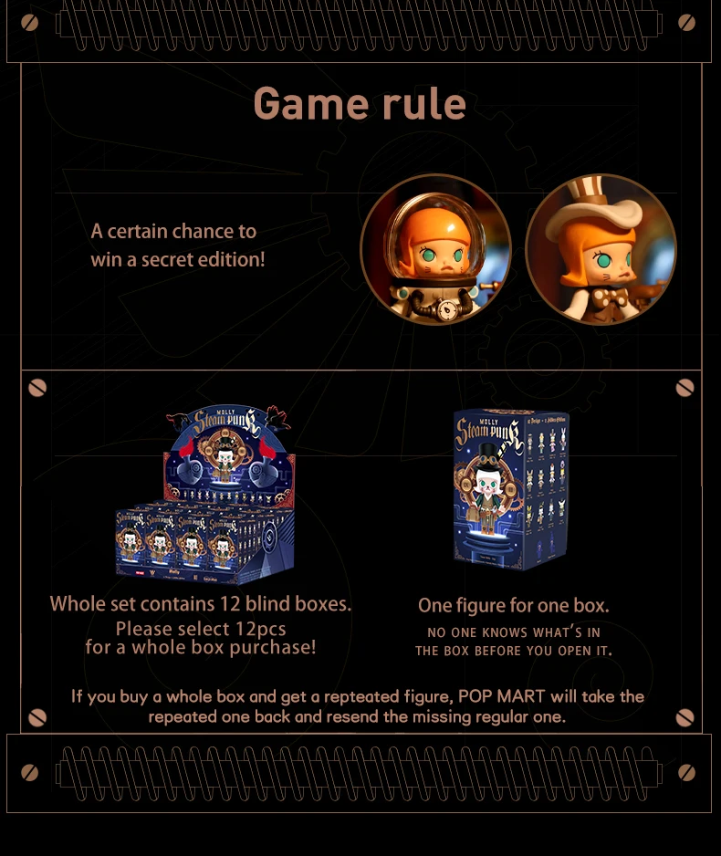 POP MART Molly Steam Punk Animal Toys figure blind box birthday gift new arriving free shipping