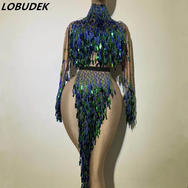 Shiny Green Sequin Fringes High Slit Dress Women Latin Dance Tassel Dress Long Sleeve High-collar Short Dress DJ Dancer Costume
Shiny Green Sequin Fringes High Slit Dress Women Latin Dance Tassel Dress Long Sleeve High-collar Short Dress DJ Dancer Costume
