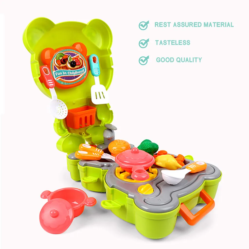 Фото Funny Children Pretend Role Play Kitchen Tableware Box is a Sweet Cooking Set for Preschoolers Education Kids Fun Toys backpack | Игрушки и