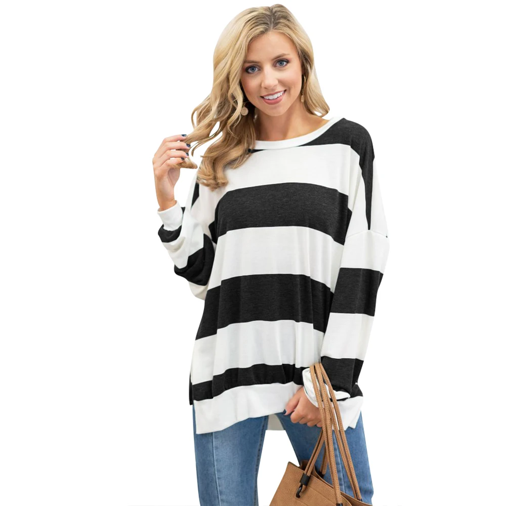 Cotton T-shirts Women Black White Striped Loose Casual Tops Long O-Neck Women T-shirts Streetwear Fashion 2019 Tee Top Clothes
Cotton T-shirts Women Black White Striped Loose Casual Tops Long O-Neck Women T-shirts Streetwear Fashion 2019 Tee Top Clothes
