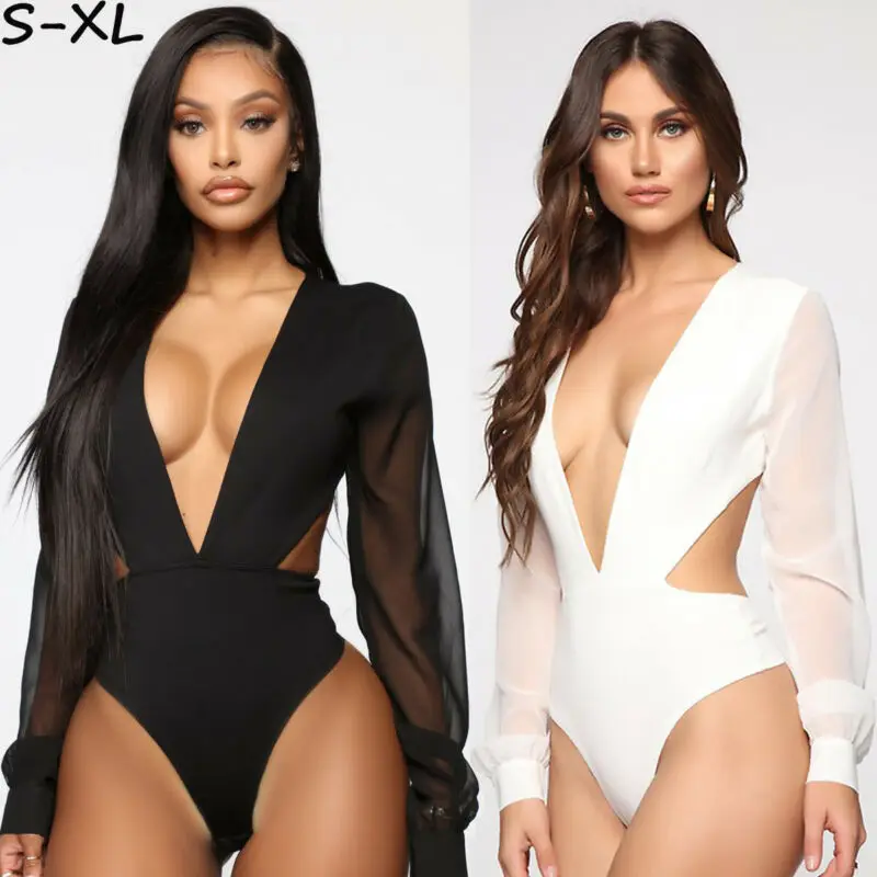 Fashion Contrast Mesh Insert Puff Sleeve Bodysuit Women Sheer Deep V-Neck Romper Backless High Leg Long Sleeve Tops Bodysuits
Fashion Contrast Mesh Insert Puff Sleeve Bodysuit Women Sheer Deep V-Neck Romper Backless High Leg Long Sleeve Tops Bodysuits