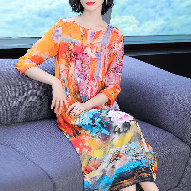 2019 Spring And Summer New Style Chinese-style Loose-Fit Slimming Mulberry Silk Real Silk Long Skirts Dress Women's
2019 Spring And Summer New Style Chinese-style Loose-Fit Slimming Mulberry Silk Real Silk Long Skirts Dress Women's