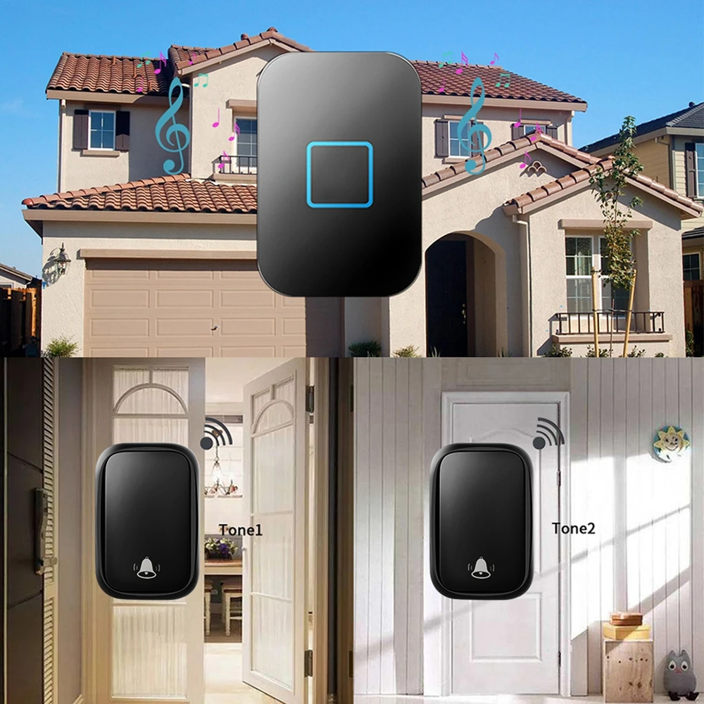 Беспроводной Автономный дверной звонок CACAZI Home без батареек требуется кнопка