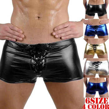 New Sexy Men Zipper PVC Latex Underpants Shorts Wetlook Patent Leather Shorts Underwear Drawstring Swimwear Male Boxers Shorts 
New Sexy Men Zipper PVC Latex Underpants Shorts Wetlook Patent Leather Shorts Underwear Drawstring Swimwear Male Boxers Shorts