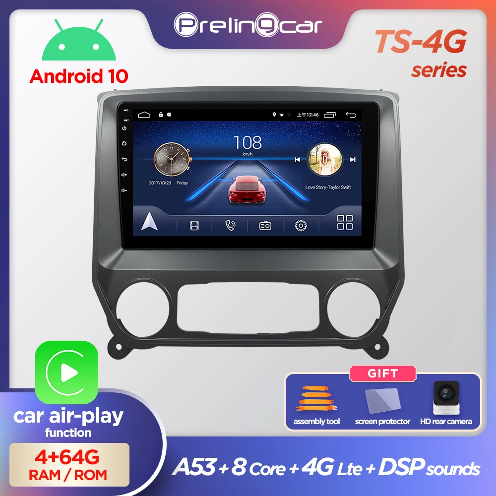 Автомагнитола Prelingcar 2DIN Android 10 без DVD мультимедийный видеоплеер GPS навигатор для