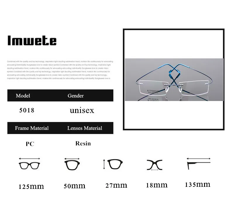 5Z18 Tytanowe Lekkie okulary korekcyjne bezramkowe Elastyczne zauszniki z pamięcią -0,5 -1 -1,5 -2 -2,5 -3 -4 -5 10 Hdbb6165d11dc477f9c310ce7c116b3a3W