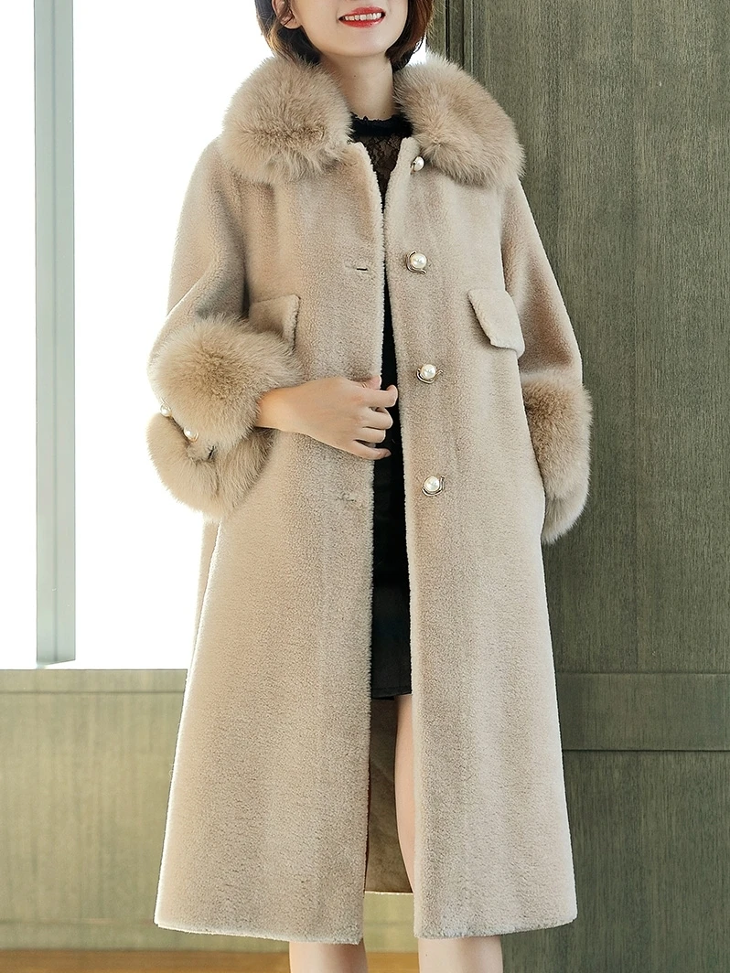 Sheep Women Shearling Jacket Real Wool Fur Coats 2020 Luxury Natural Fox Fur Collar Long Warm Winter Coat Women 1922
Sheep Women Shearling Jacket Real Wool Fur Coats 2020 Luxury Natural Fox Fur Collar Long Warm Winter Coat Women 1922