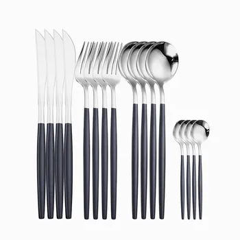 16pcs Cutlery Set Black Silver Stainless Steel Tableware Dinnerware Set Fork Spoon Knife Mirror Flatware Tea Spoon Dropshipping
16pcs Cutlery Set Black Silver Stainless Steel Tableware Dinnerware Set Fork Spoon Knife Mirror Flatware Tea Spoon Dropshipping