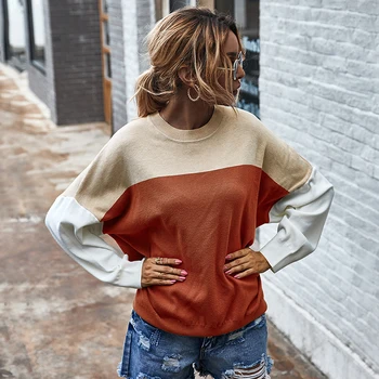 Solid Color Patchwork Womens Knitted Tops Tee Autumn Winter Warm Sweater Pullovers For Female Sweatshirts O-Neck Fashion Shirts
Solid Color Patchwork Womens Knitted Tops Tee Autumn Winter Warm Sweater Pullovers For Female Sweatshirts O-Neck Fashion Shirts