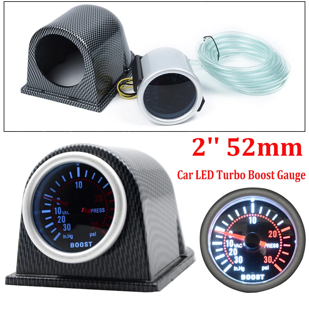 

2'' 52mm Car LED Turbo Boost Gauge Meter Pointer 0-30 PSI With Pod Car Turbo Boost Gauge Car Auto Tachometer Gauge gauge vacuum