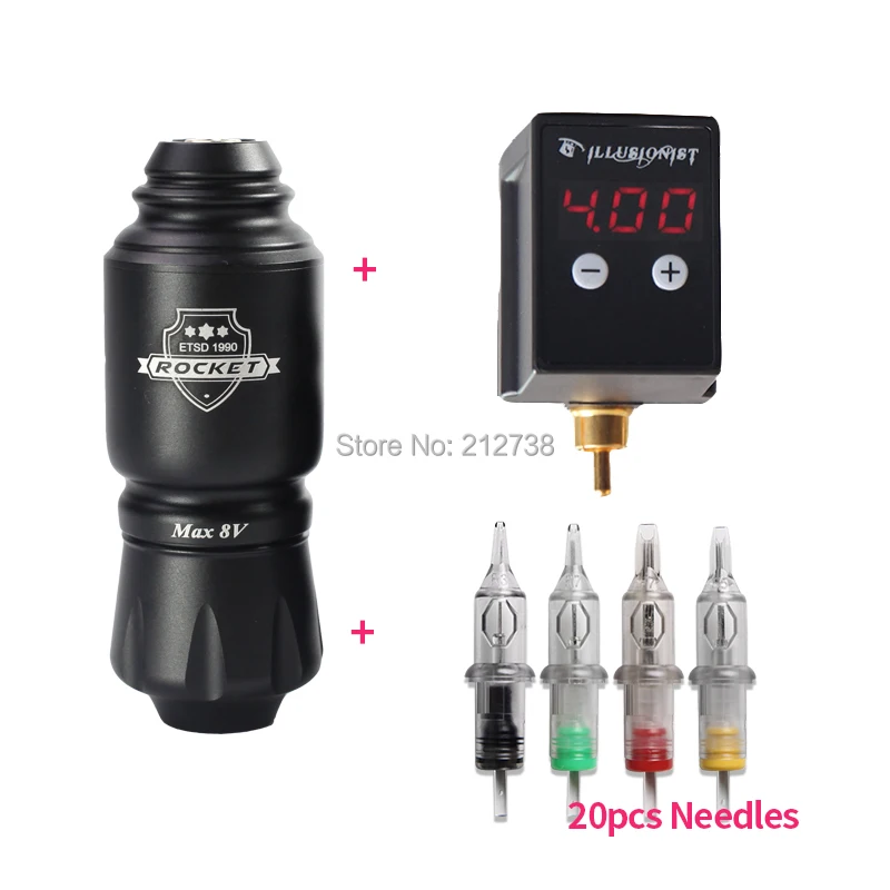 Rocket Mini Short Tattoo Pen Rotary machine with Wireless Mini Tattoo Power RCA Connector Mix 20pcs Cartridge Needles
Rocket Mini Short Tattoo Pen Rotary machine with Wireless Mini Tattoo Power RCA Connector Mix 20pcs Cartridge Needles