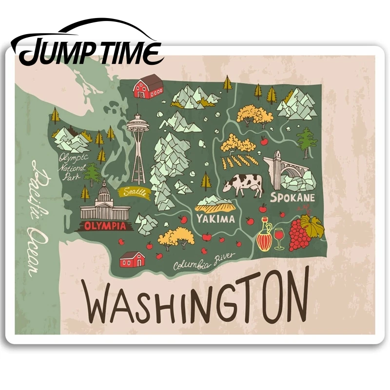 Время скачка для Washington Map виниловые наклейки США крутая наклейка ноутбука