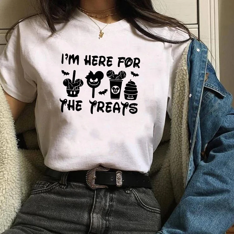 Womens Bat Ear I Am Here for The Treats Cartoon Thanksgiving Halloween Fall Autumn T-shirt Female Graphic Tee Shirt Women Tops 
Womens Bat Ear I Am Here for The Treats Cartoon Thanksgiving Halloween Fall Autumn T-shirt Female Graphic Tee Shirt Women Tops