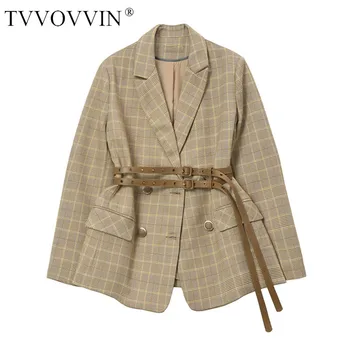 Loose Women Double Breasted Plaid Bandage Blazer Lapel Long Sleeve Loose Fit Jacket Fashion Tide Spring Autumn 2020 69YL
Loose Women Double Breasted Plaid Bandage Blazer Lapel Long Sleeve Loose Fit Jacket Fashion Tide Spring Autumn 2020 69YL