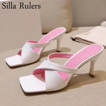 Runway Square Toe Girls High Heels Mules Cross Strap Summer Slippers Woman Genuine Leather Peep Toe Slip On Slippers Woman 2020
Runway Square Toe Girls High Heels Mules Cross Strap Summer Slippers Woman Genuine Leather Peep Toe Slip On Slippers Woman 2020