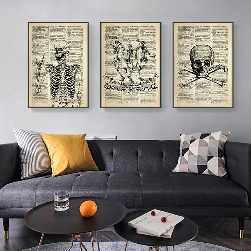 

Human Anatomy Wall Art Skeleton Anatomical Skull Canvas Painting Hospital Vintage Posters and Prints Doctor Office Decoration