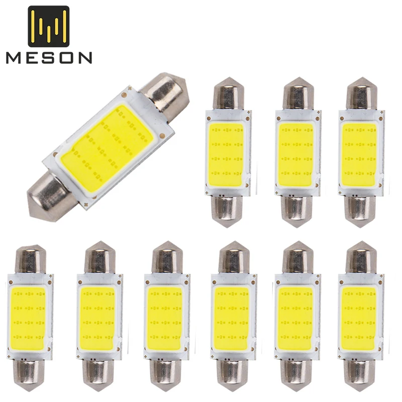 

10Pcs C10W C5W LED COB Festoon 31mm 36mm 39mm 41/42mm 12V White Bulbs For Cars License plate Interior Reading Light 6500K 12SMD