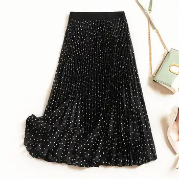 Autumn Spring Fashion Long Pleated Dot Skirt Womens European Style Solid Elegant Midi Elastic Waist Elastic Skirt Large Swing
Autumn Spring Fashion Long Pleated Dot Skirt Womens European Style Solid Elegant Midi Elastic Waist Elastic Skirt Large Swing