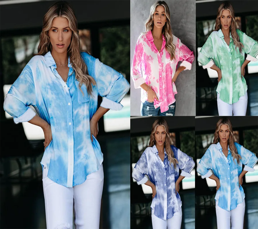 2020Autumn European and American Popular Women's oversize New Gradient Printing Loose Tie-Dye Button Shirt
2020Autumn European and American Popular Women's oversize New Gradient Printing Loose Tie-Dye Button Shirt