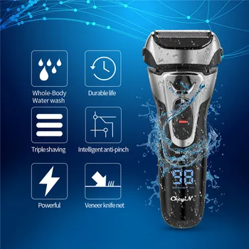 Quick Charge Electric Shaver Full Body Washable Beard Trimmer Powerful Triple Shaving Razor with Sideburns Trimmer LED Display
Quick Charge Electric Shaver Full Body Washable Beard Trimmer Powerful Triple Shaving Razor with Sideburns Trimmer LED Display