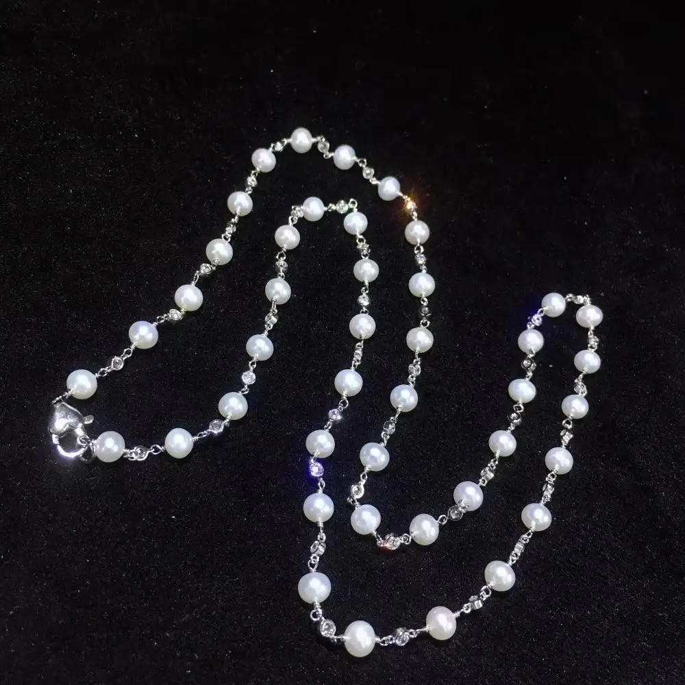natural fresh water pearl and cubic zircon long necklace sweater chain necklace 925 sterling silver elegant daily
natural fresh water pearl and cubic zircon long necklace sweater chain necklace 925 sterling silver elegant daily