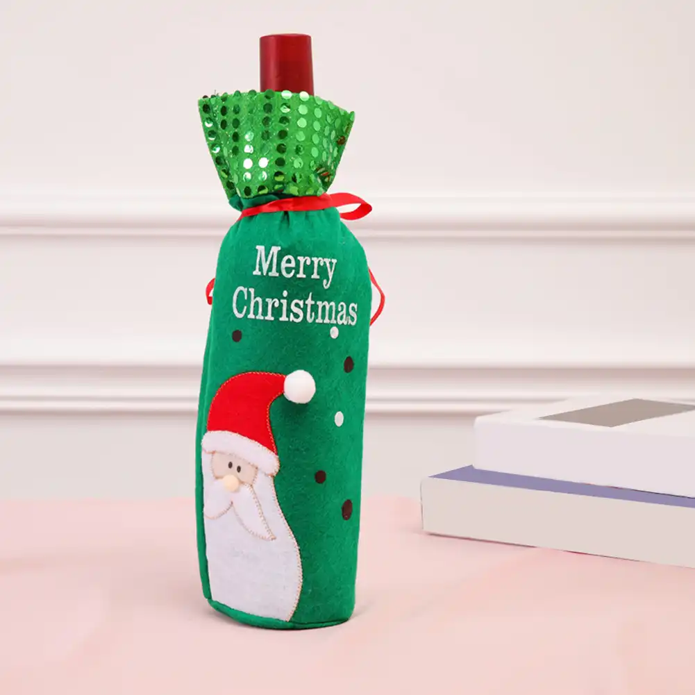 wine bottle cover red wine bags with pretty tie bags set(santa