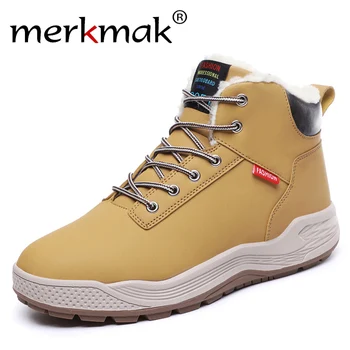 Merkmak 2019 New Lace-up High Top Men Shoe Fashion Warm Plus Velvet Snow Boots Non-slip Wear-resistant Motorcycle Boots Big Size 
Merkmak 2019 New Lace-up High Top Men Shoe Fashion Warm Plus Velvet Snow Boots Non-slip Wear-resistant Motorcycle Boots Big Size