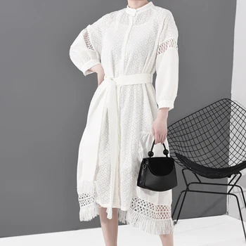 2020 Women Spring New Style Stand Collar Cutout Fringed Hem Dress Temperament Pure Color Lace Two Piece Cardigan Dress Big Size
2020 Women Spring New Style Stand Collar Cutout Fringed Hem Dress Temperament Pure Color Lace Two Piece Cardigan Dress Big Size