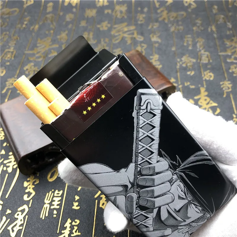 Cartoon Anime ONE PIECE Roronoa Zoro Metal Cigarette Case Large Capacity 20pcs Cigarettes Holder Box Smoking Gadget For Men Gift | Дом и сад